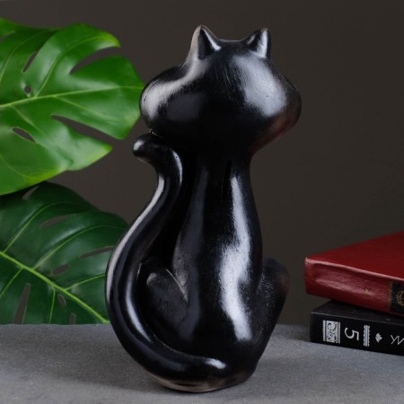 Piggy bank "Cat" Black with a bow 28x15x11cm-3