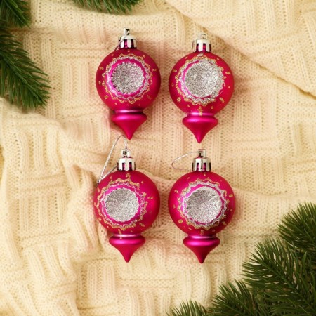Set of jewelry plastic 4 pcs "light" 4x6 cm, pink