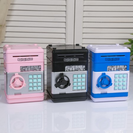 Piggy bank Plastic for coins and bills "safe" code castle, sound 3AA MIX 19.5x12.3x13 cm