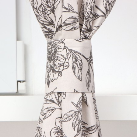 A set of curtains d/kitchen with sequences of Ethel "Black Flowers" 149x180 cm - 2 pcs-2