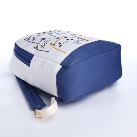 School backpack from textiles on lightning, 3 pockets, blue color-4