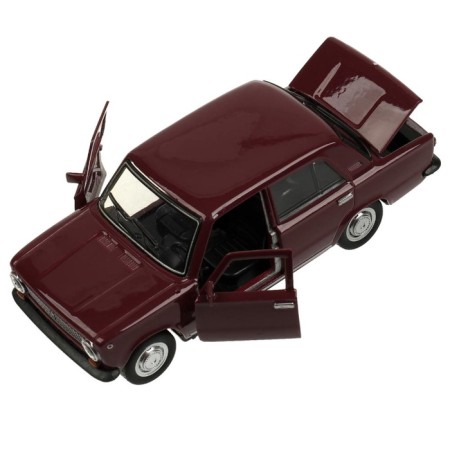 Metal machine "VAZ -2101", retro - model "Kopeyka", doors, trunk, inertia, 12 cm, purple open-5