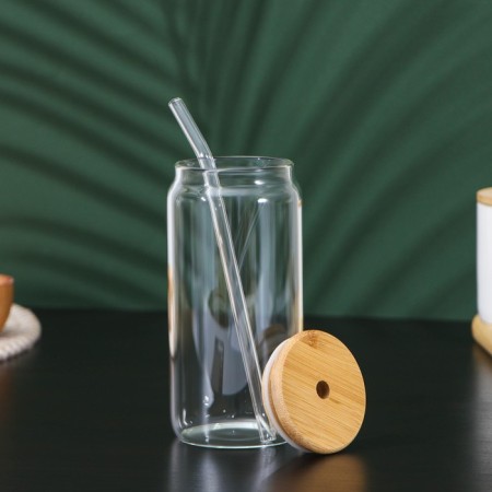 Glass glass with an eco tube, 500 ml, 7.5 × 15.5 cm-2