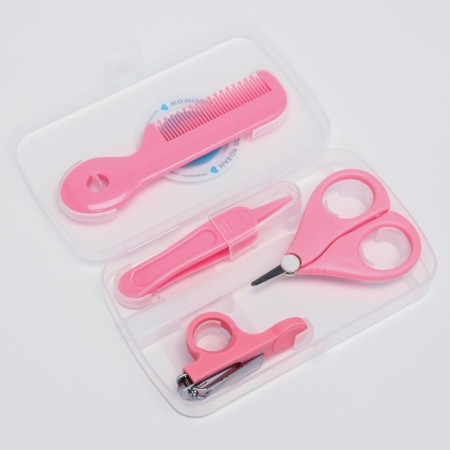 A child’s care set, 5 items (comb, tweezers, scissors, a knipser, saw), pink color-2