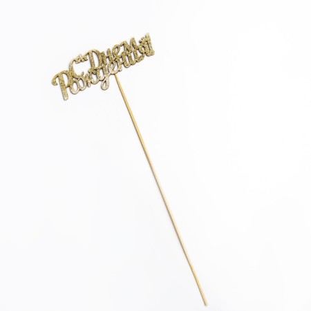 Topper, gold glitter, with a skewer, "Happy Birthday" 13x5.4 cm-3