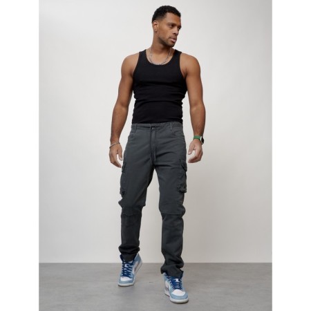 Cargo jeans men, size 44, dark gray color-8