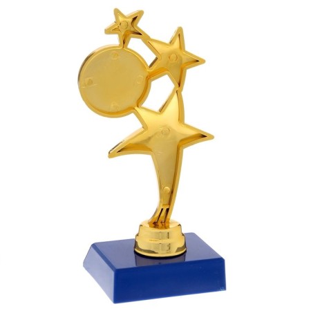 The award figure "Three stars", gold, the plastic stand is blue, 15.5 x 7.5 x 6 cm.-2
