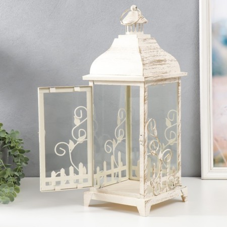 Summary Metal, glass "Lantern-Blooming Garden" Nr 2 pcs D-9, 14 cm white 18x18x48 cm-3