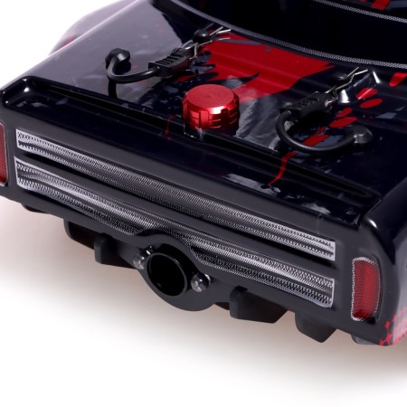 Drift radio controlled machine, drift, battery, light and smoke effects, interchangeable wheels, red color-4