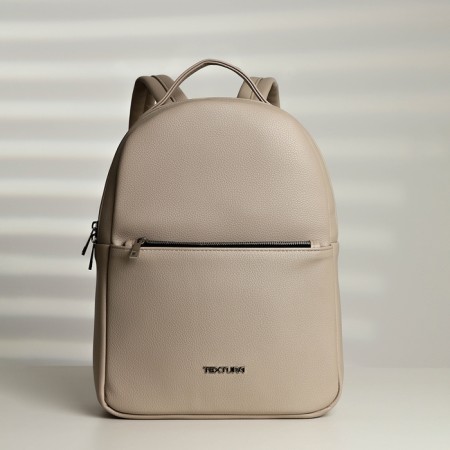 A backpack with a zipper, Textura, external pocket, light-beige color