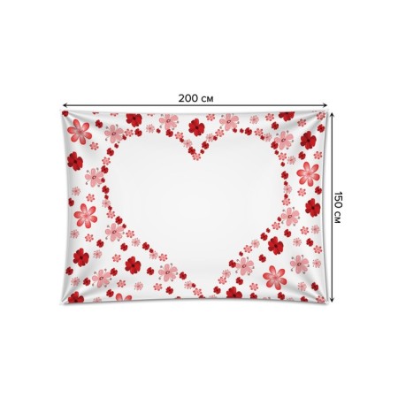 Decorative panel with photo printing "Heart of flowers", horizontal, size 150x200 cm-1