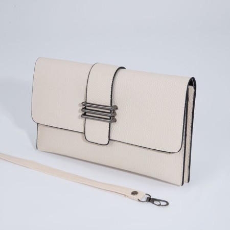 Bag-clate on magnet, long belt, white color-4