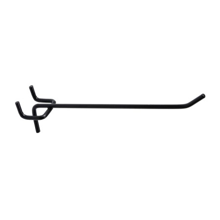 The hook is single for a metal perforated panel Step 25 mm, d = 3.2 mm, l = 150 mm, black color is black-1