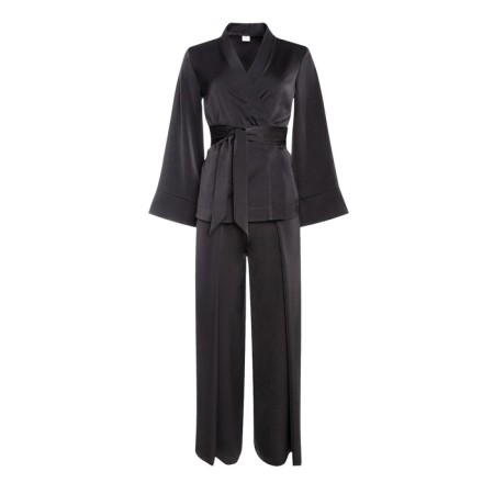 Women's costume (jacket, trousers) minku: Silk pleasure color black, size 46-5