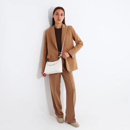 Сумка-багет на молнии, цвет белый-6