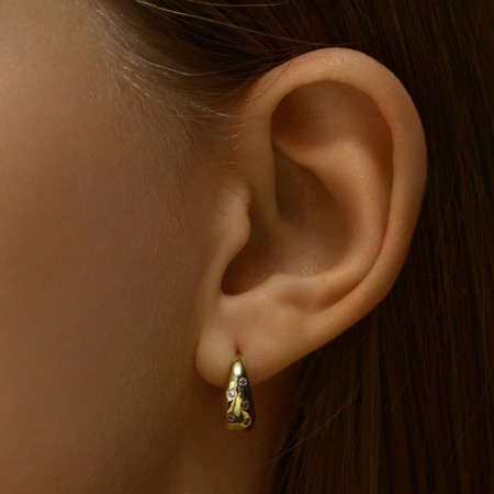 Earrings with rhinestones Xuping weightlessness, white color in gold-1