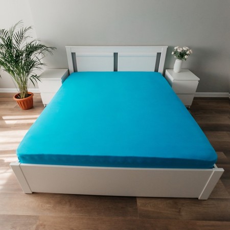 Knitted sheet on an elastic band 120x200x25cm Blue Cullar, 120g/m, cotton 100%