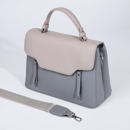 Magnet bag bag, external pocket, long belt, gray-blue color-5
