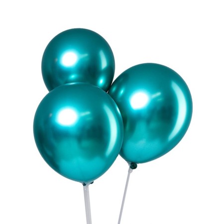 Latex ball 12 "Chrome", metal, set of 100 pcs., Green color