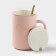 Ceramic mug with a lid and a spoon "Anabel", 350 ml, Mix drawing
