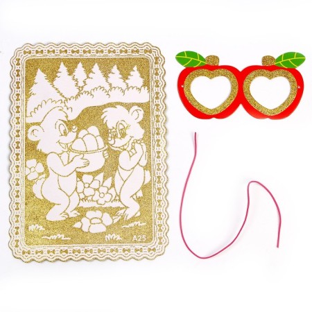 Set for creativity: EVA applique with crumbs and coloring + mask on the elastic band "Butterfly"-5