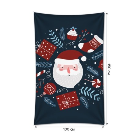 Decorative panel with photo printing "Happy Santa Claus", vertical, size 100x150 cm-1