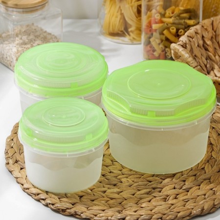 A set of food containers, 3 pcs: 700 ml, 1 l, 1.5 l, color mix-4