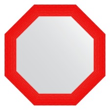 Mirror in the baguette frame, red wave 89 mm, 77x77 cm