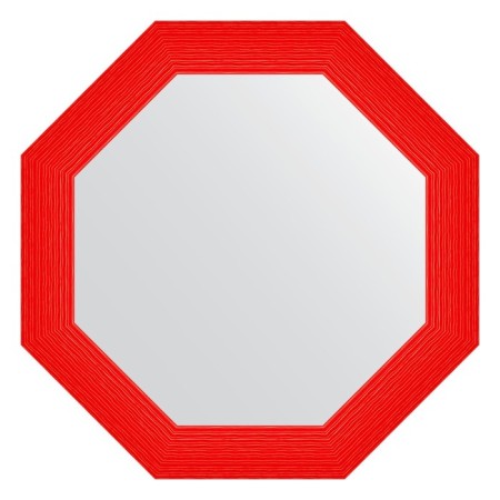 Mirror in the baguette frame, red wave 89 mm, 77x77 cm