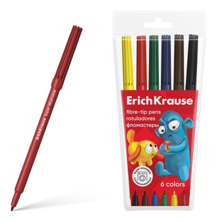 Fleeters 6 colors, Erichkrause, "Jolly Friends Super Washable" Mix-1