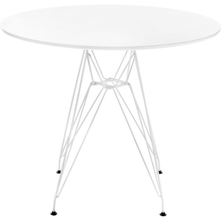 Dining table Table MDF/Metal, white 90x90x76 cm-2