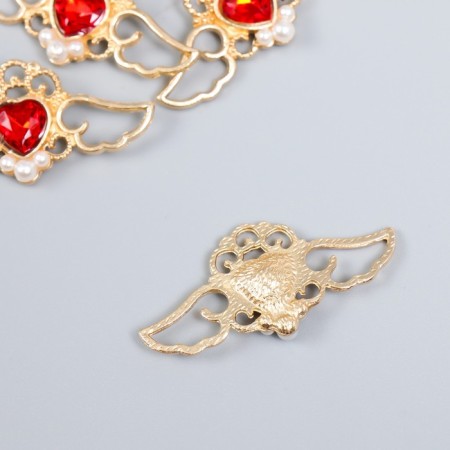Decor for creativity Metal, plastic "Winged heart. Rubin" gold set 5x2 cm-1