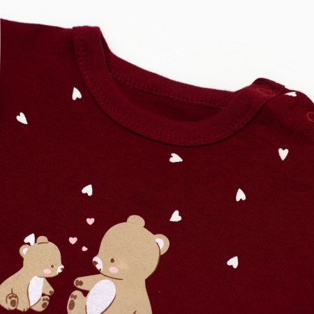 Body baby with a long sleeve "Bear", burgundy color, height 68-1