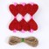 Pink clothespins with red hearts, 3.5 cm, set 6 pcs.