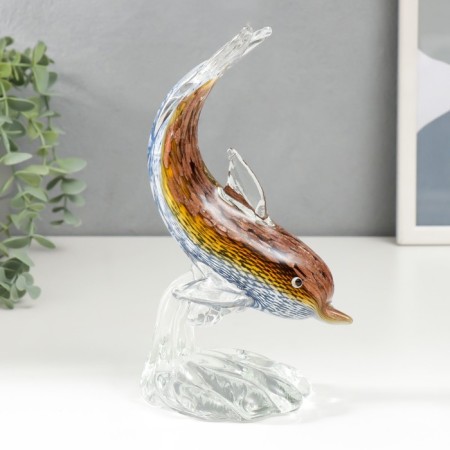 Souvenir Glass "Dolphin on the Wave" under the Muranian glass mix 20.5x10 cm-4