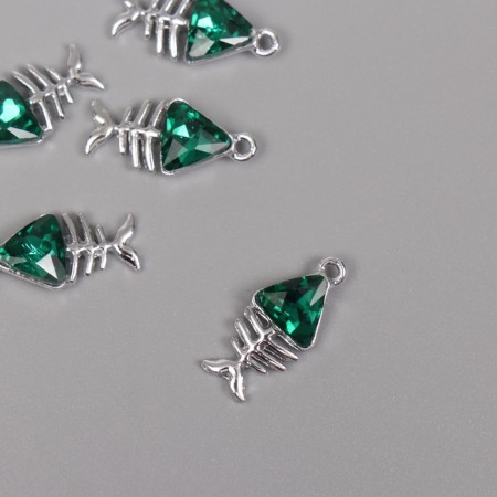 Decor for creativity Metal "Skeleton Pisces" silver, green 1.9x0.9x0.5 cm