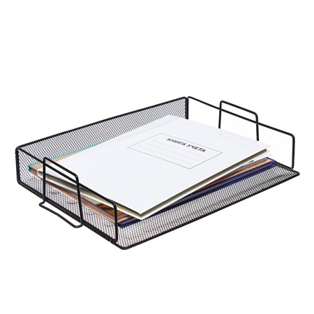 Horizontal tray for papers, calligrata, mesh, metal, black-1
