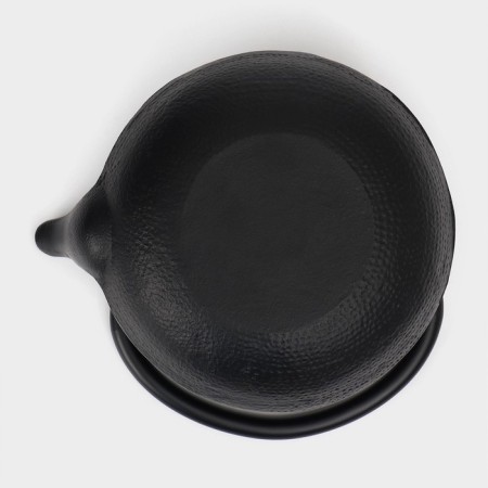 Cast iron kettle, 600 ml, with sieve, enameled coating inside, black color-5