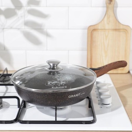 Granit Ultra pan, d = 26 cm, glass cover, anti -stick coating, removable handle-7