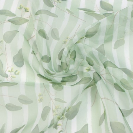 The curtain for the kitchen Witerra leaf 140x180cm, stripes. Green, PE100%-1