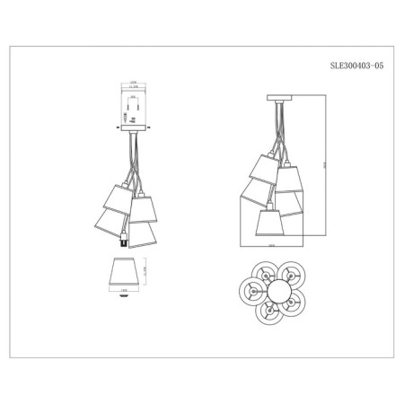 Suspended EVOLUCE lamp. Sle300403-05. Prato. 5x40 watts, E14, 40x40 cm, chromium color-9