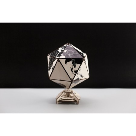 Designer Wooden 3D Ewa Globe Icosahedron with a secret (casket, safe) Black-4