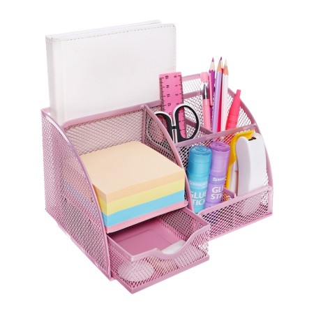 Chancellery trifle stand 7 departments, mesh metal, pink-6