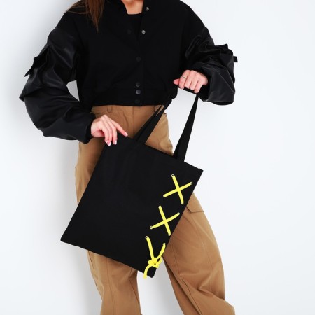 Shoper with tape, black color, 35 x 1 x 40 cm-1