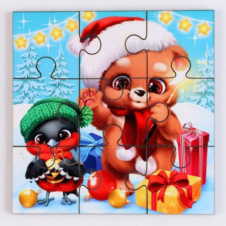 New Year's puzzle "New Year! Mishutka and bullfinch "-1