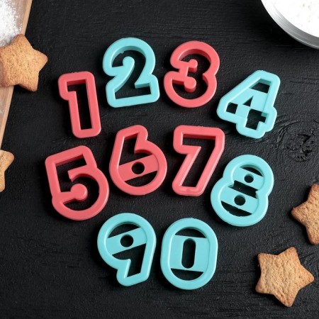 A set of forms for cutting the cookies “numbers”, 10 pcs, color mix-5
