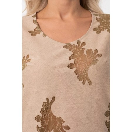 Women's dress, size 44, beige color, red-2
