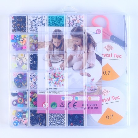 Set for creating jewelry, 24 types of beads, fishing line, scissors-8