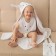Set of crumb I (towel-angle, mitten, bib), white, 100% HL, 360 gr/m2