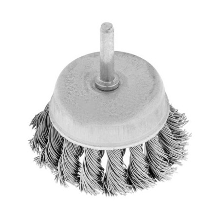 Metal brush for a tundra drill, with a hairpin, twisted wire, "cup", 65 mm
